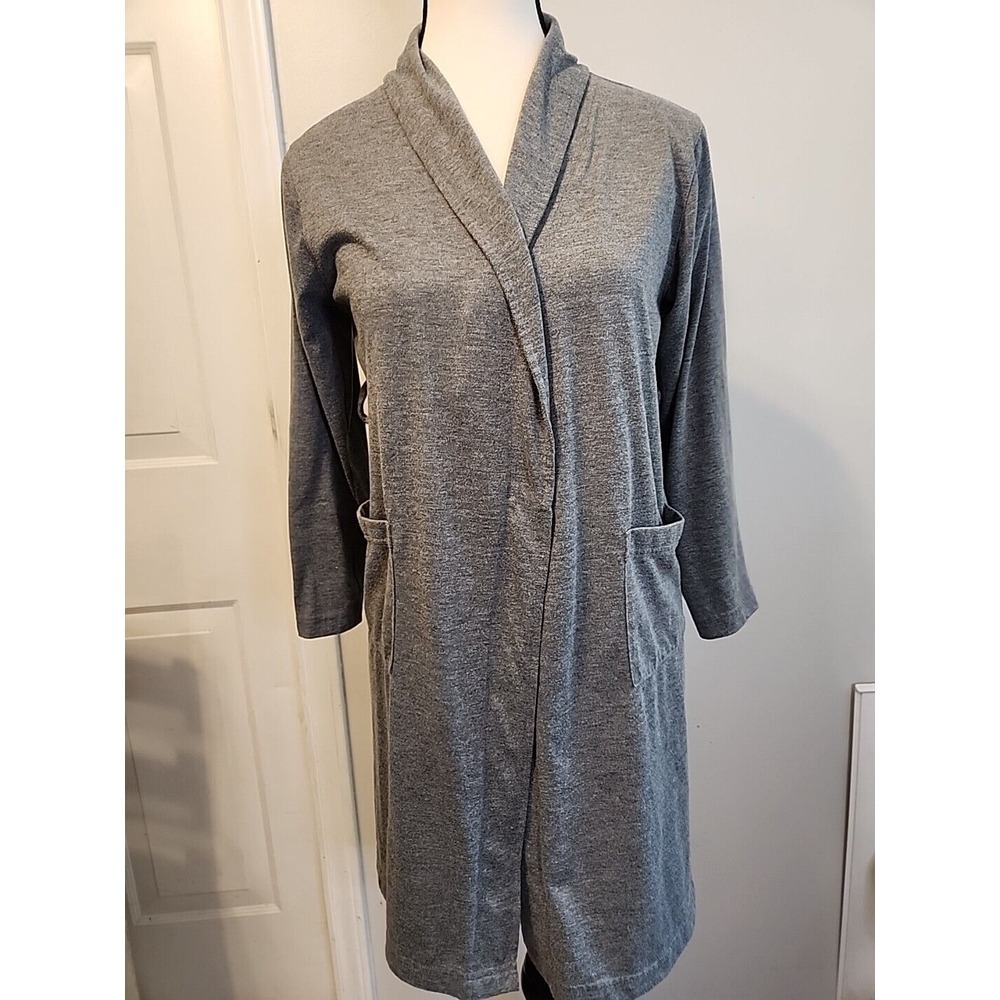 Urban Pipeline Women Gray Heather Sleep Robe Shawl Collar Pockets Size M 8/10